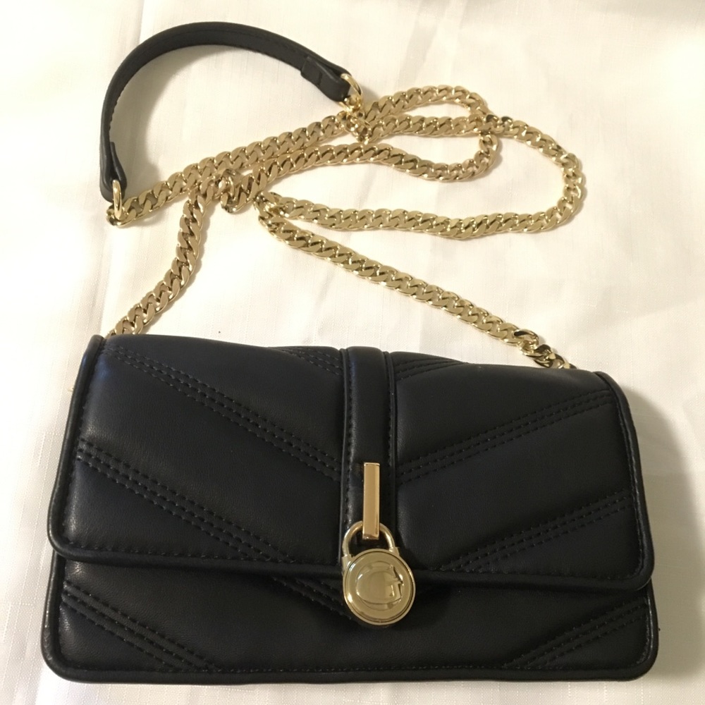 GUESS FAUX LEATHER BLACK CROSSBODY BAG